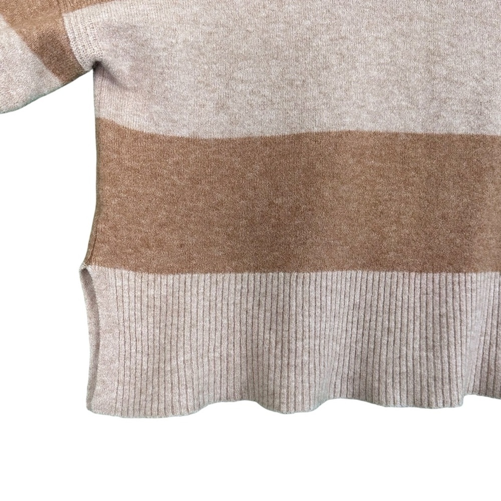 J.Crew Womens XL Oversized Alpaca Wool Turtleneck Sweater Stripe Neutral Cozy - Picture 10 of 15